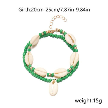 Marine Style Beach Pastoral Shell Plastic Shell Beaded Women'S Anklet