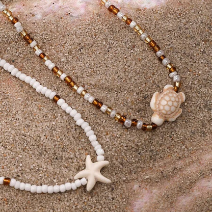 Marine Style Beach Starfish Seed Bead Women's Necklace