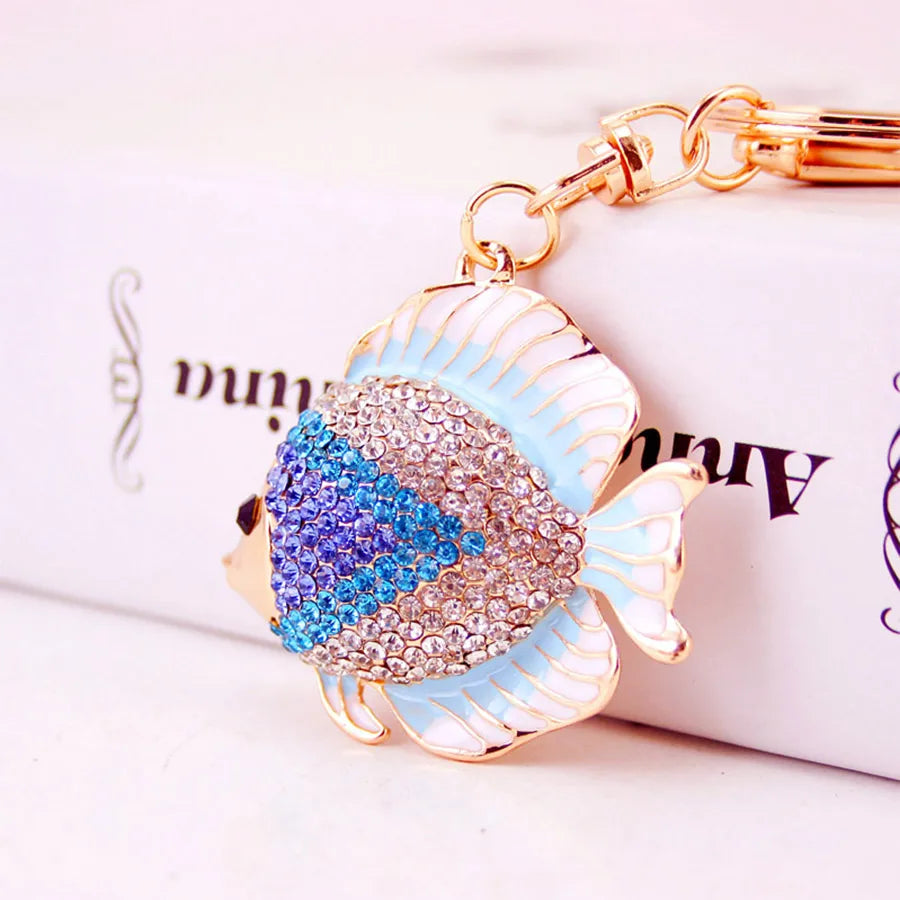 Marine Style Fish Alloy Inlaid Zircon Women'S Bag Pendant Keychain