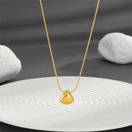 Marine Style Shell Titanium Steel Plating Pendant Necklace