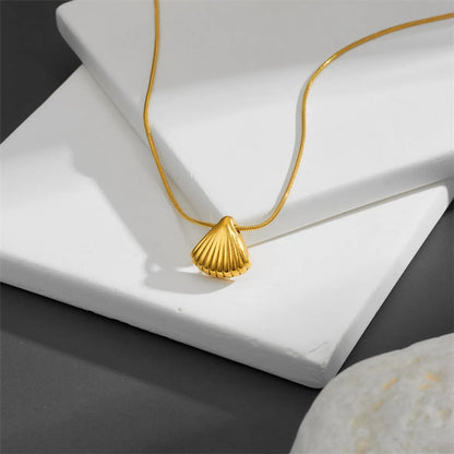 Marine Style Shell Titanium Steel Plating Pendant Necklace