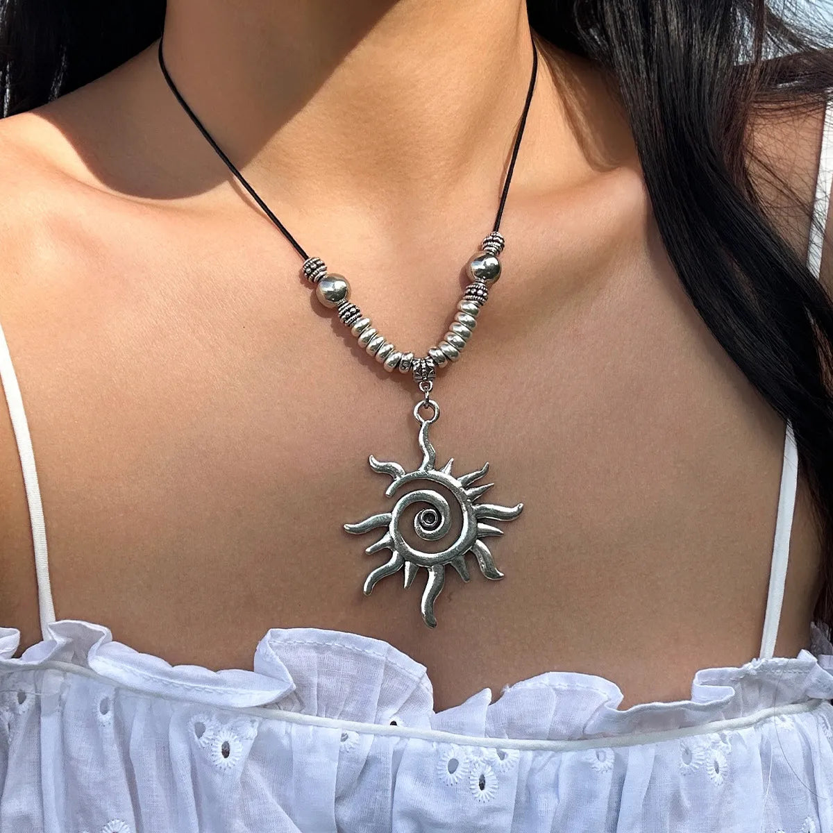 Marine Style Simple Style Sun Starfish CCB Alloy Leather Rope Wholesale Pendant Necklace