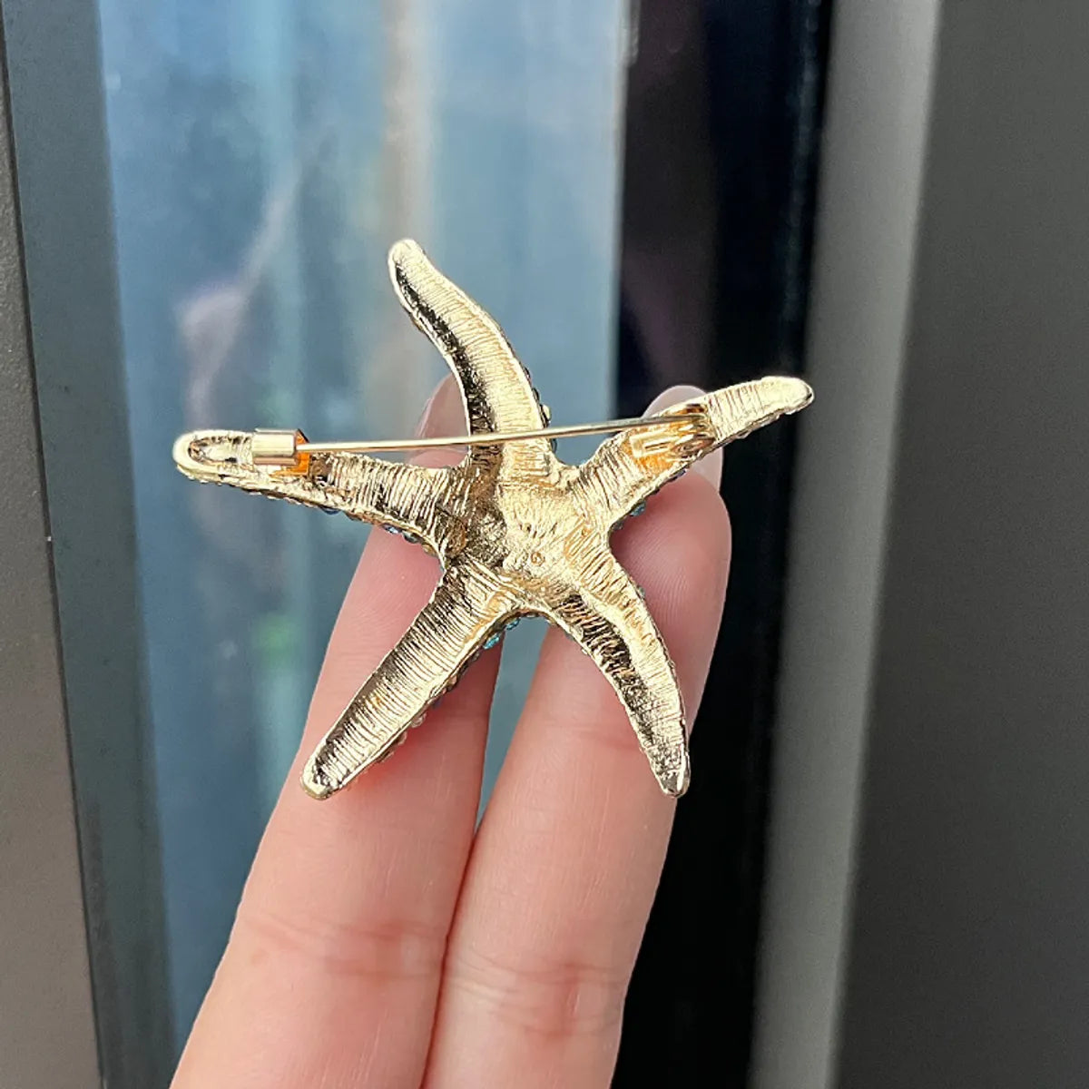 Marine Style Starfish Alloy Plating Inlay Rhinestones Women'S Brooches