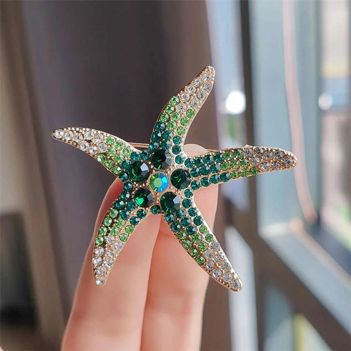 Marine Style Starfish Alloy Plating Inlay Rhinestones Women'S Brooches