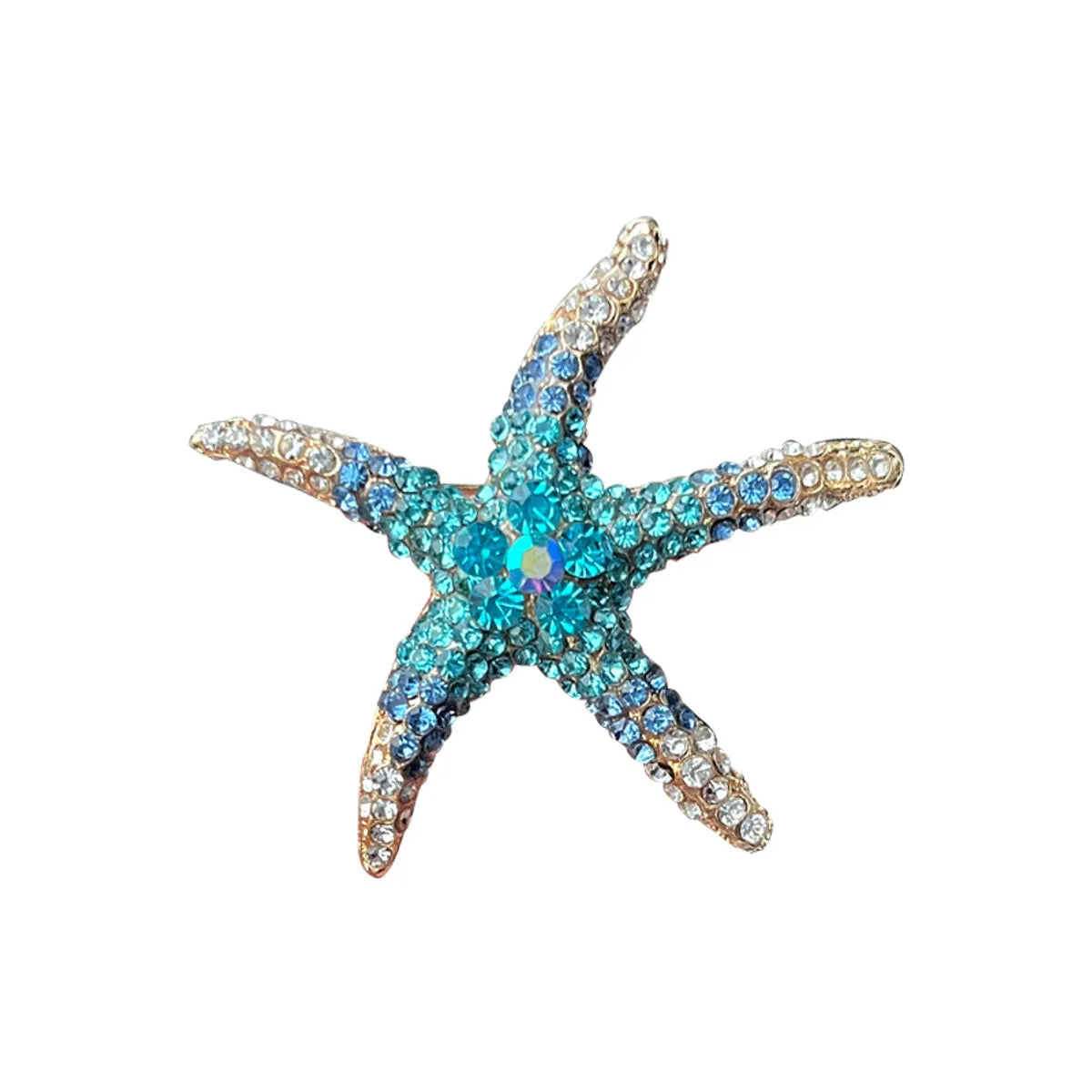 Marine Style Starfish Alloy Plating Inlay Rhinestones Women'S Brooches