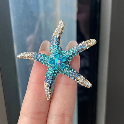 Marine Style Starfish Alloy Plating Inlay Rhinestones Women'S Brooches