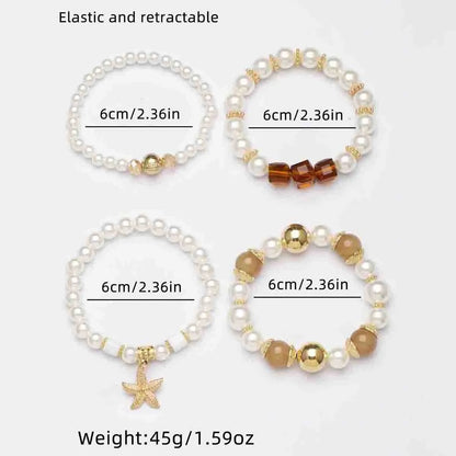 Marine Style Starfish Artificial Pearl Glass Glass Stoving Varnish Unisex Bracelets