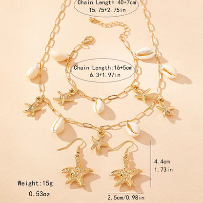 Marine Style Starfish CCB Shell Women'S Jewelry Set