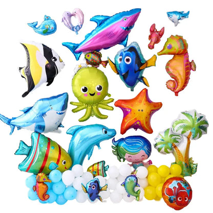 Marine Style Starfish Hippocampus Shark Aluminum Film Party Festival Balloons