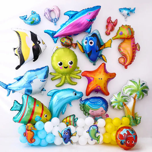 Marine Style Starfish Hippocampus Shark Aluminum Film Party Festival Balloons