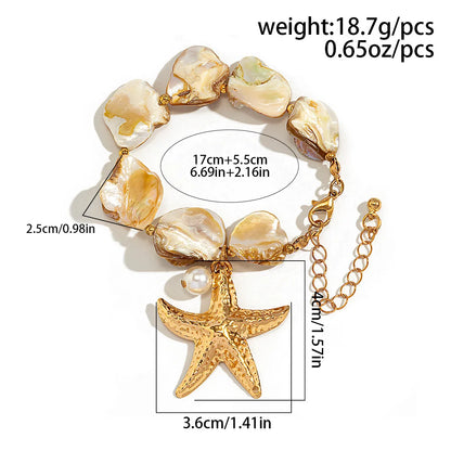 Marine Style Starfish Imitation Pearl Alloy Shell Women'S Jewelry Set