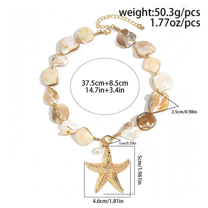 Marine Style Starfish Imitation Pearl Alloy Shell Women'S Jewelry Set