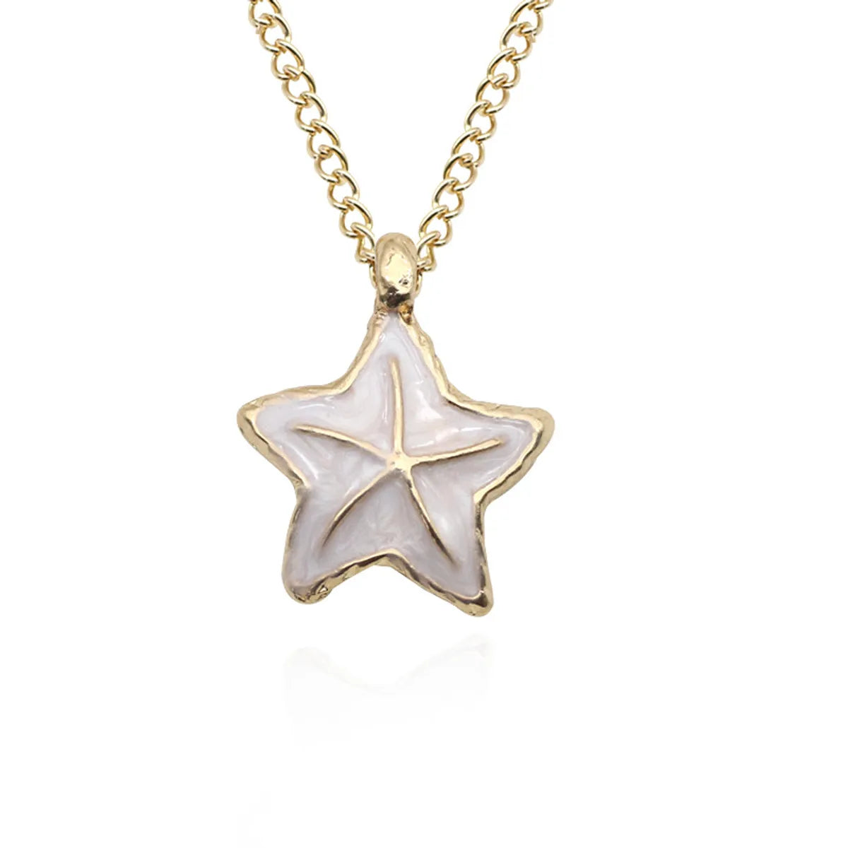 Marine Style Starfish Shell Alloy Enamel Women'S Pendant Necklace