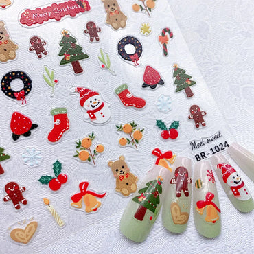 Meet Sweet Thin Tough Simple Hand Painted Crystal Ball Nail Stickers Cute Christmas Retro Style Nail Sticker