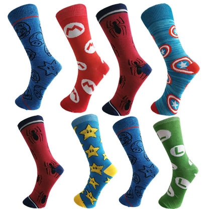 Men'S Cartoon Style Cartoon Star Polyester Blending Crew Socks A Pair