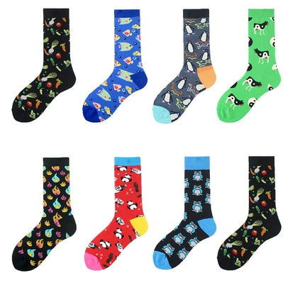 Men'S Casual Geometric Cotton Crew Socks A Pair