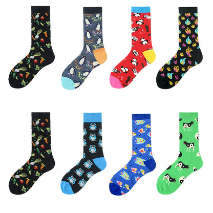 Men'S Casual Geometric Cotton Crew Socks A Pair