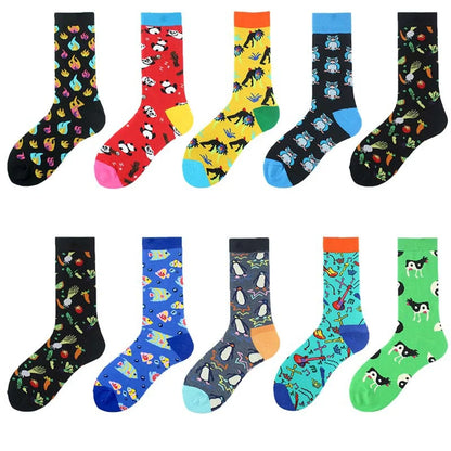 Men'S Casual Geometric Cotton Crew Socks A Pair