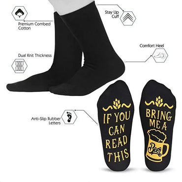 Men'S Casual Letter Cotton Crew Socks A Pair