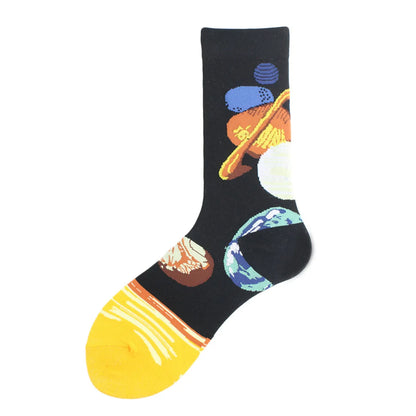 Men'S Casual Star Cotton Printing Crew Socks A Pair