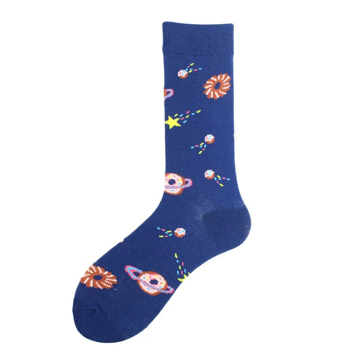 Men'S Casual Star Cotton Printing Crew Socks A Pair