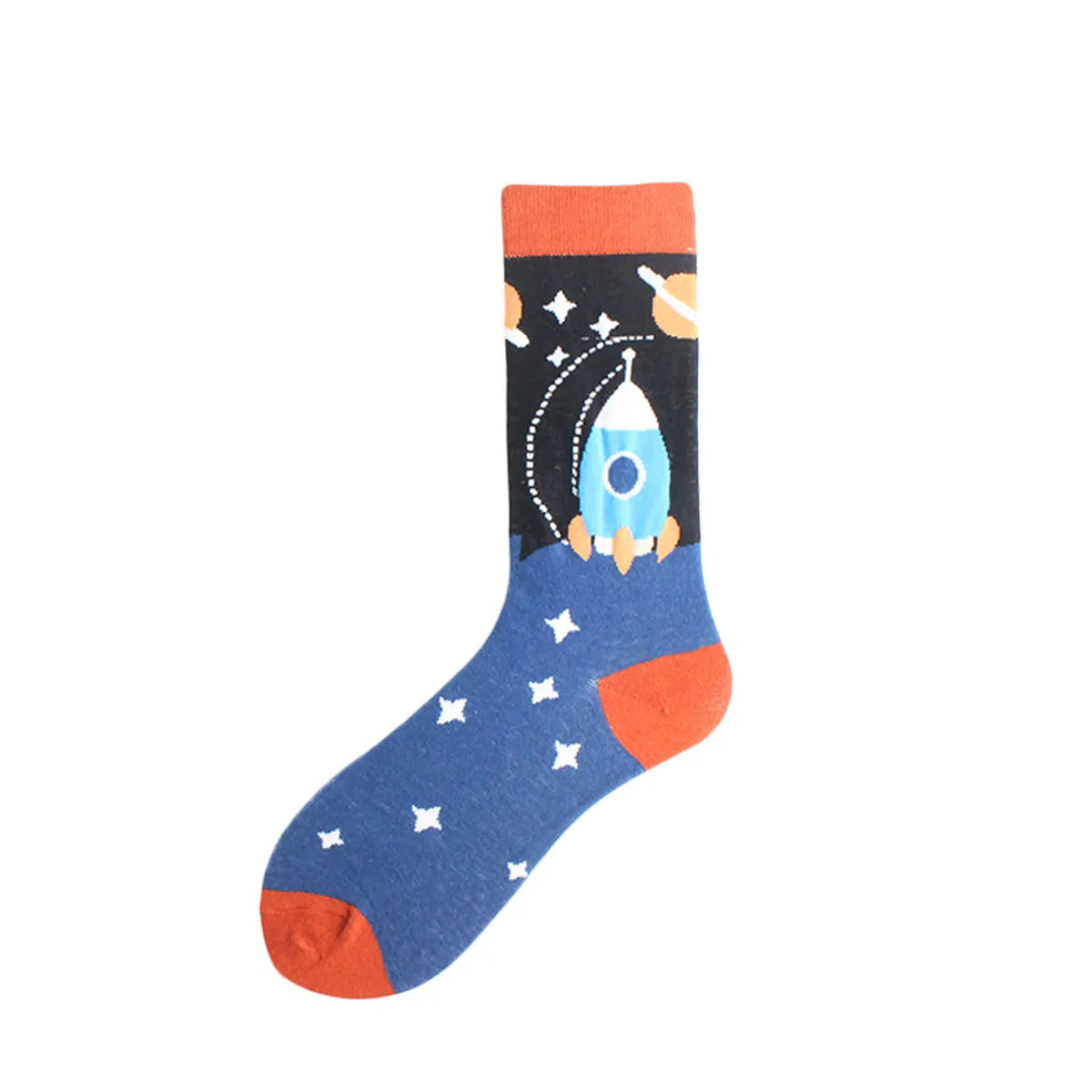 Men'S Casual Star Cotton Printing Crew Socks A Pair