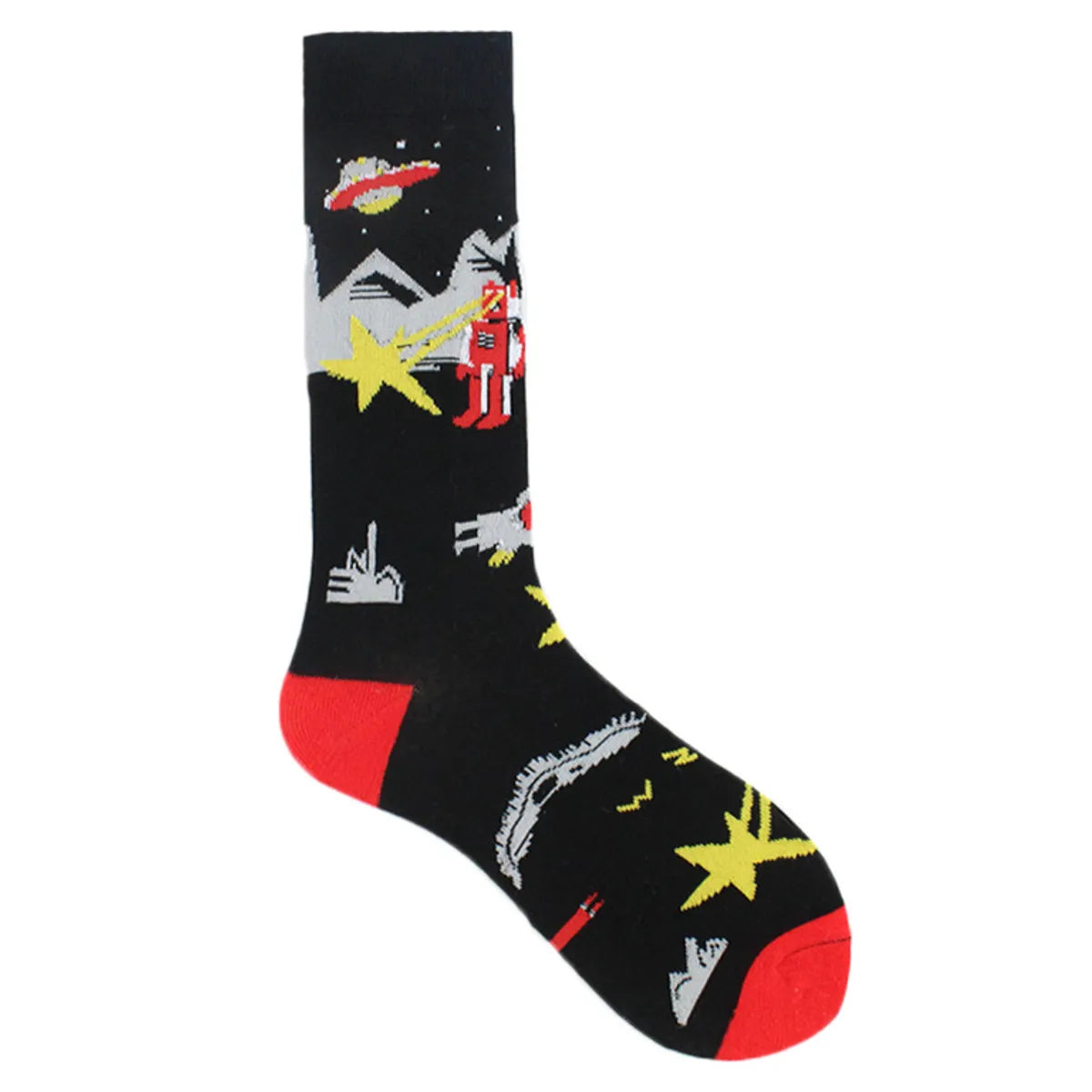 Men'S Casual Star Cotton Printing Crew Socks A Pair