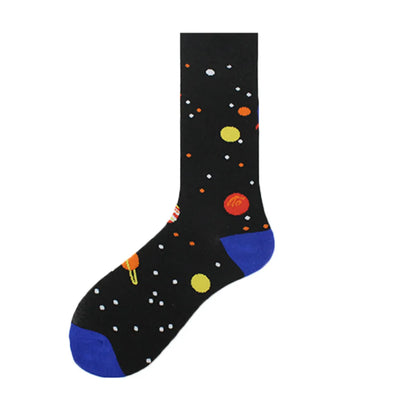 Men'S Casual Star Cotton Printing Crew Socks A Pair