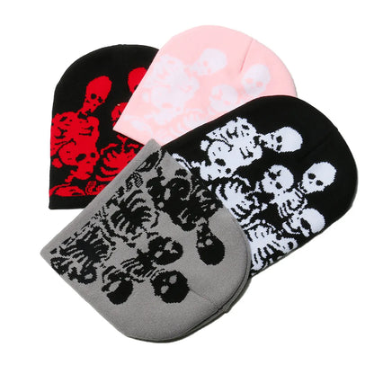 Men'S Exaggerated Punk Streetwear Skull Skull Eaveless Wool Cap