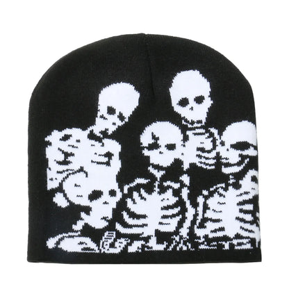 Men'S Exaggerated Punk Streetwear Skull Skull Eaveless Wool Cap