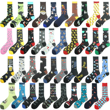 Men'S Fashion Cartoon Nylon Cotton Printing Crew Socks A Pair