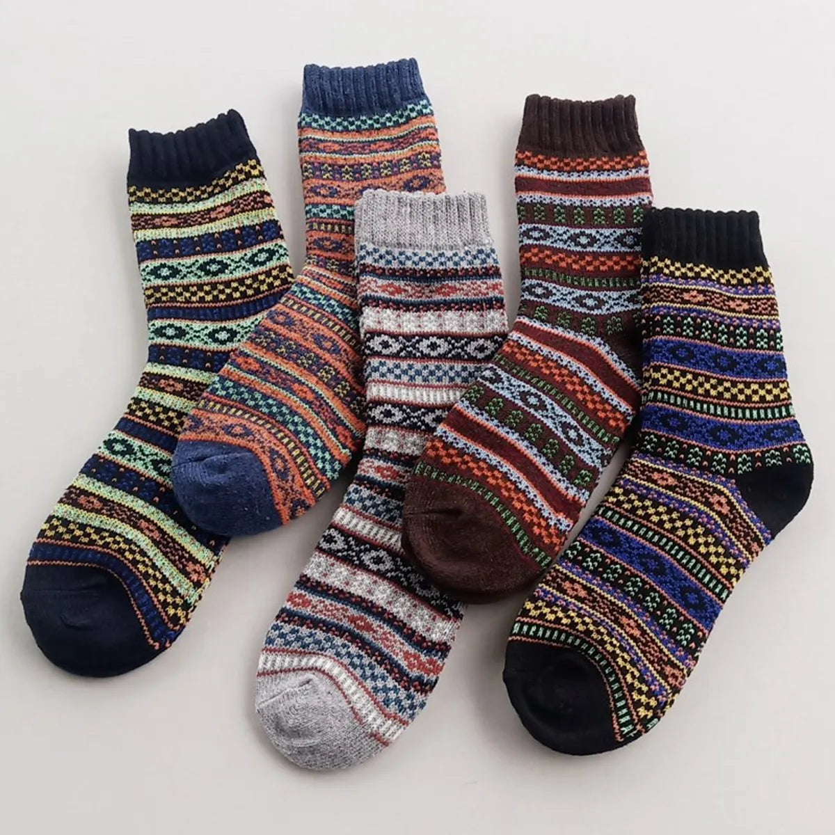 Men'S Fashion Printing Wool Crew Socks