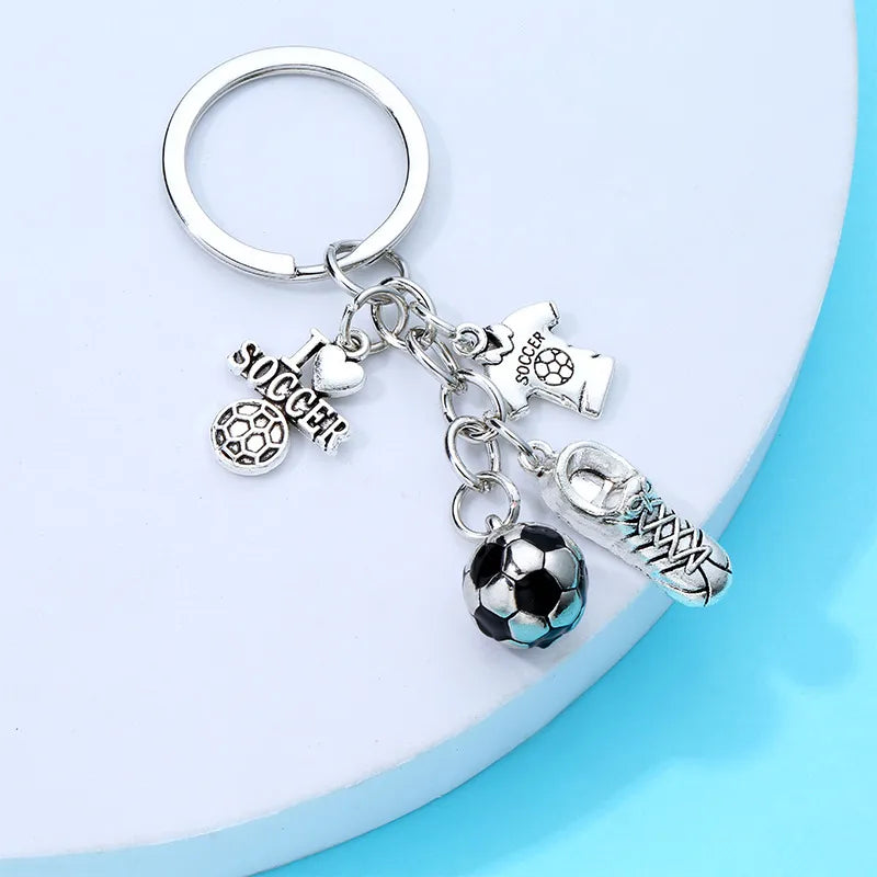 Men 'S Football Key Creative Personality Football Key Ring Alloy Drip Keychain Pendant