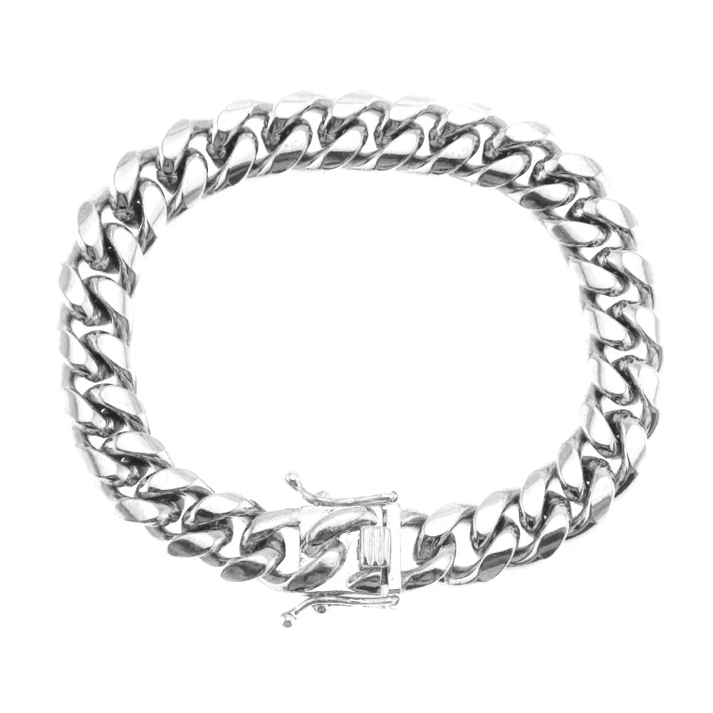 Men'S Glossy Stainless Steel Cuban Bracelet Wholesale Jewelry