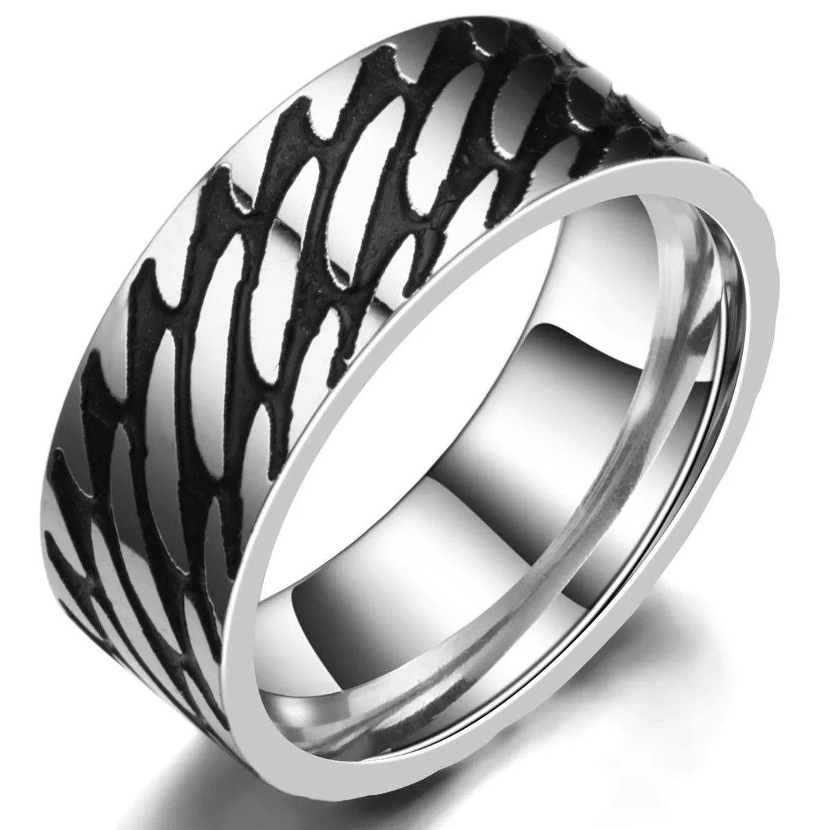 Men'S Retro Titanium Steel Twill Ring Wholesale