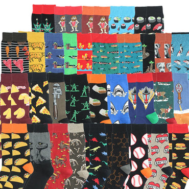 Men'S Simple Style Animal Cotton Printing Crew Socks A Pair