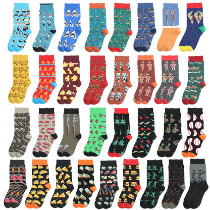 Men'S Simple Style Animal Cotton Printing Crew Socks A Pair