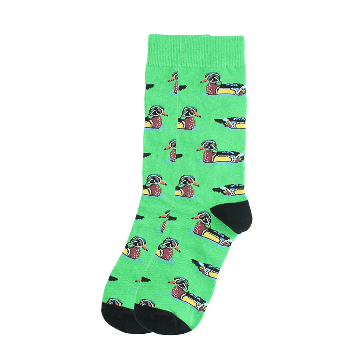 Men'S Simple Style Animal Cotton Printing Crew Socks A Pair