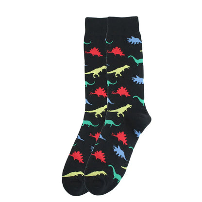 Men'S Simple Style Animal Cotton Printing Crew Socks A Pair