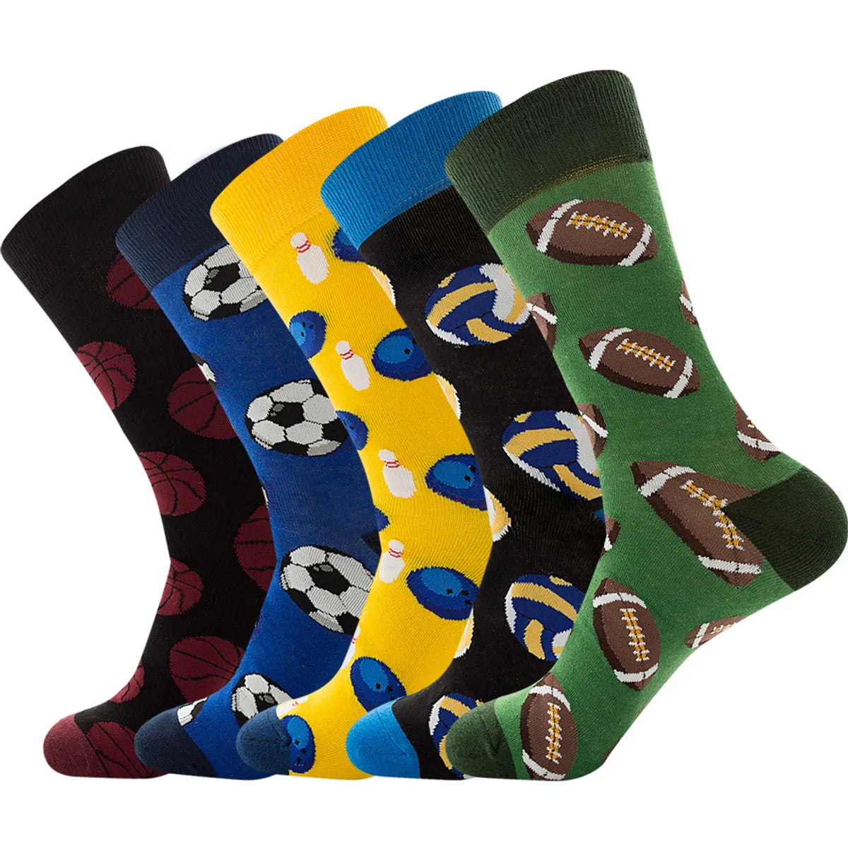 Men'S Simple Style Ball Cotton Crew Socks A Pair