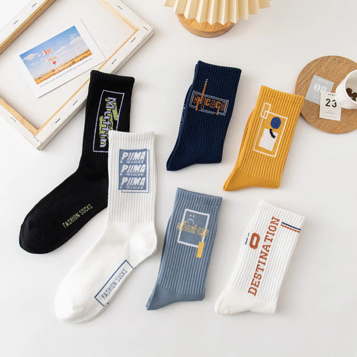 Men'S Simple Style Letter Cotton Ankle Socks A Pair