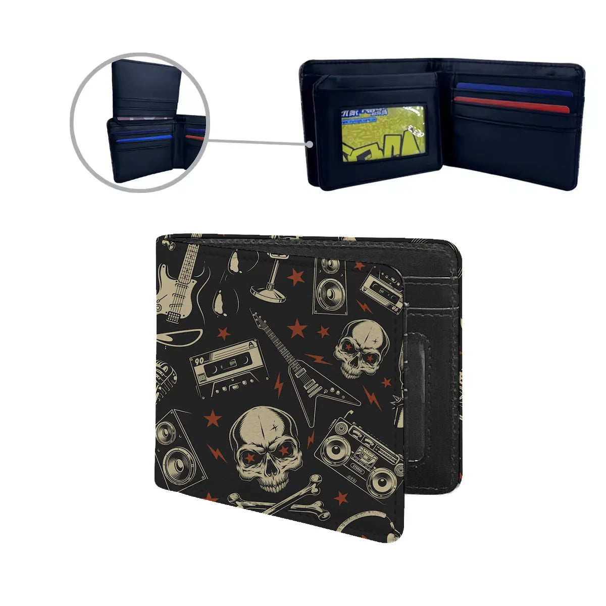 Men'S Skull Pu Leather Flip Cover Wallets