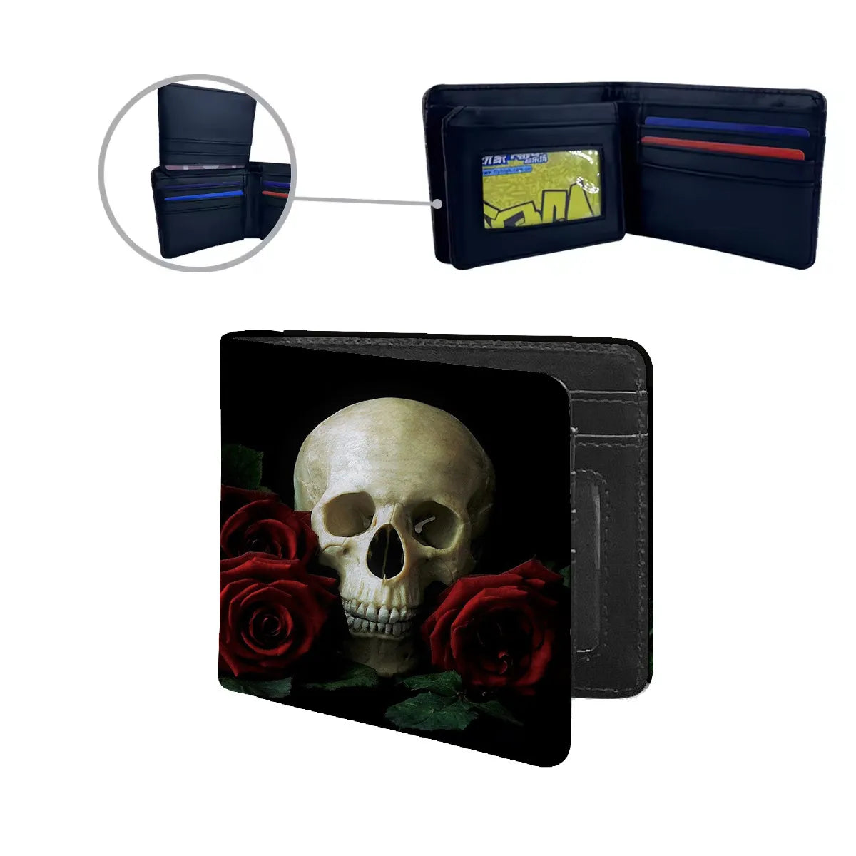 Men'S Skull Pu Leather Flip Cover Wallets