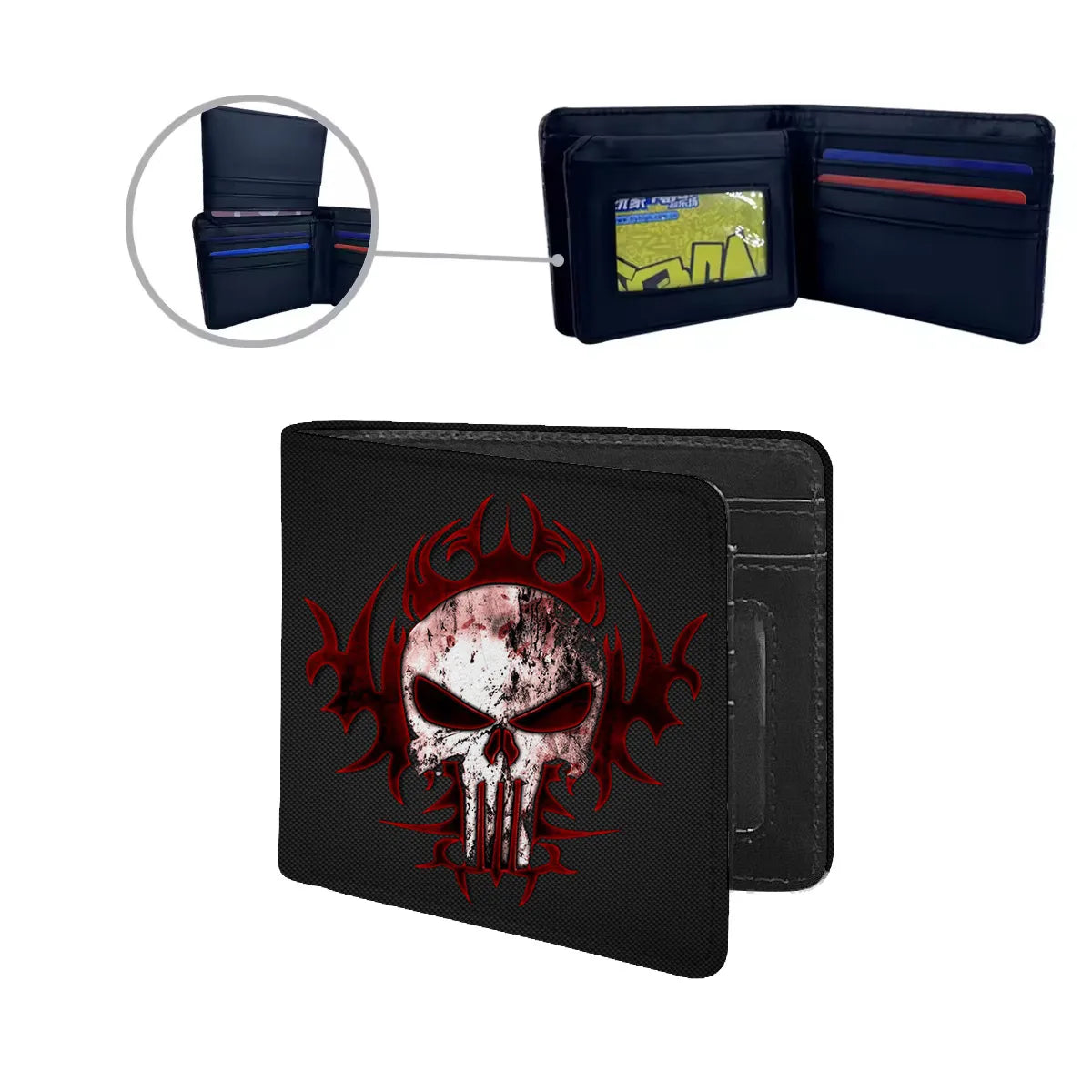 Men'S Skull Pu Leather Flip Cover Wallets