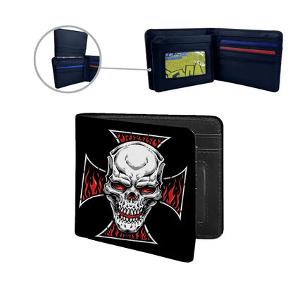 Men'S Skull Pu Leather Flip Cover Wallets