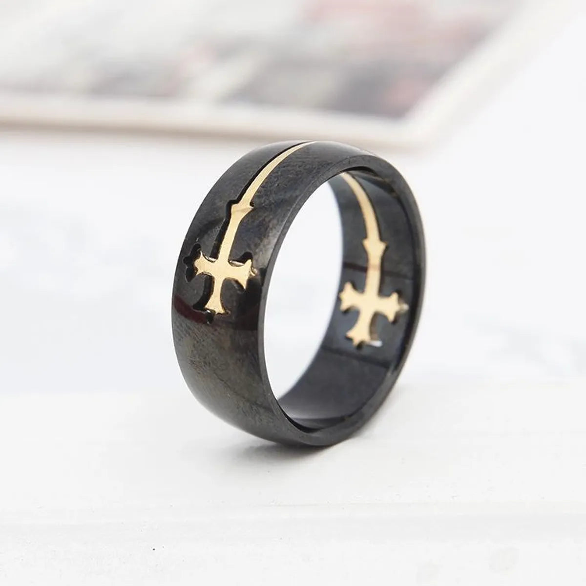 Mens Geometric Plating Titanium Steel Rings Tp190418118090