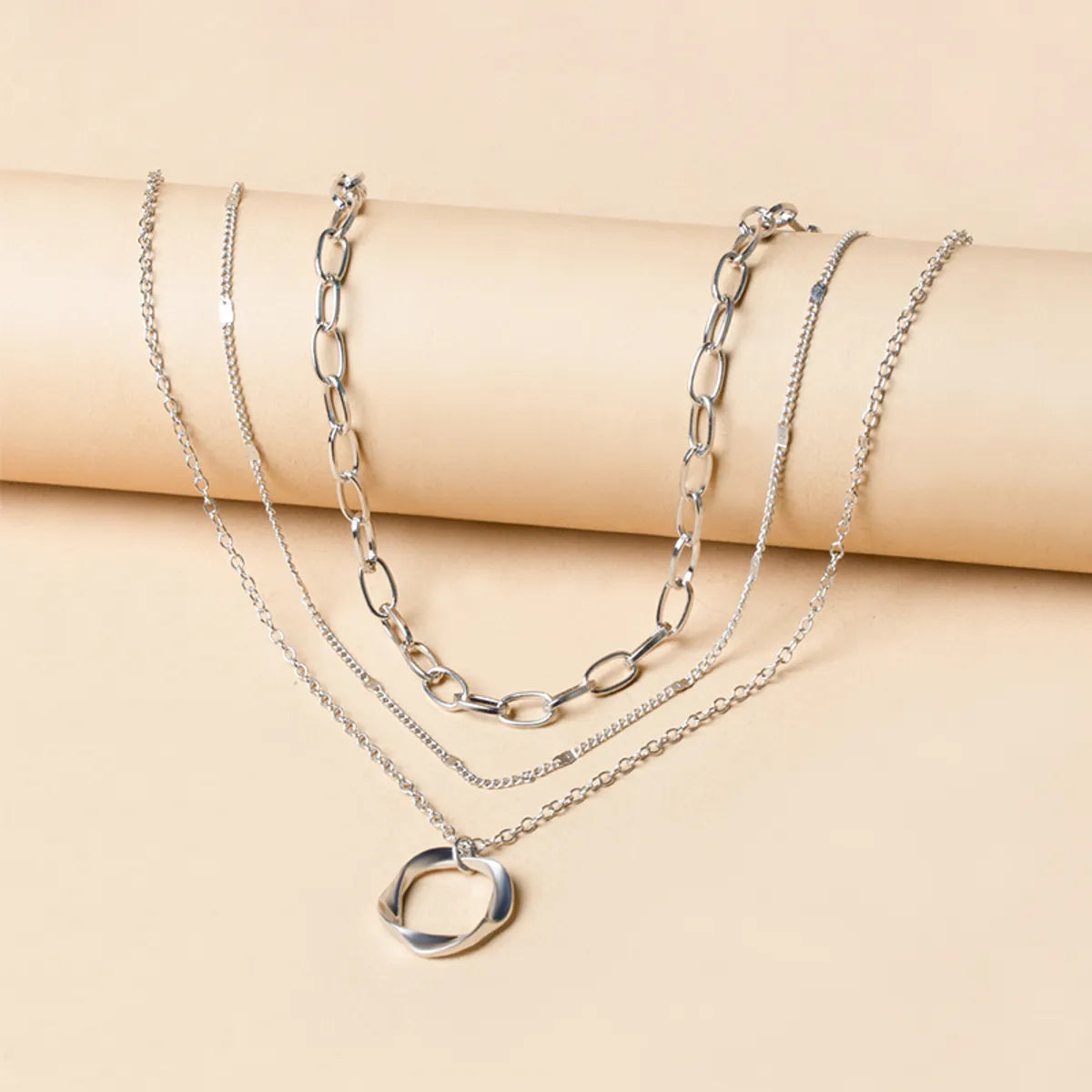 Metal Circle Three-layer Necklace