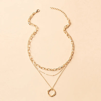 Metal Circle Three-layer Necklace