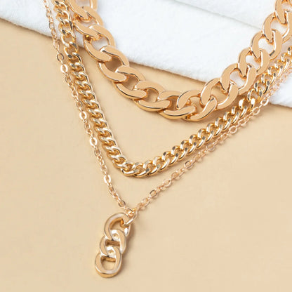 Metal Thick Chain Small Twist Three-layer Necklace