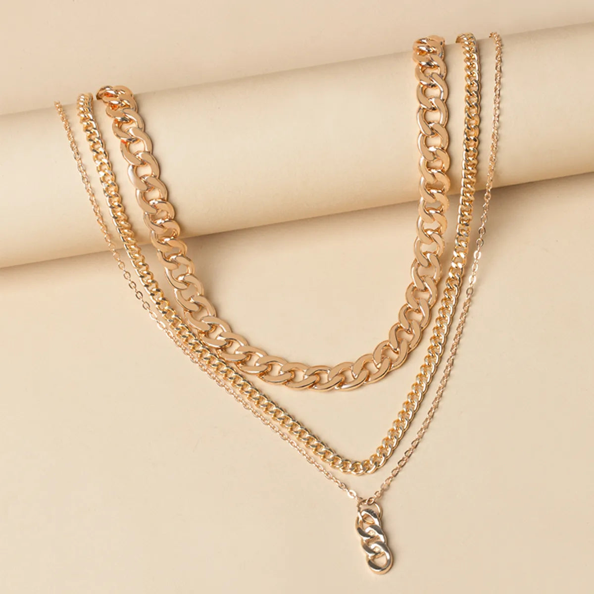 Metal Thick Chain Small Twist Three-layer Necklace